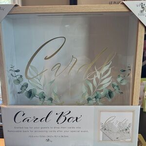L&B Wooden Card Box with Gold and Green Design